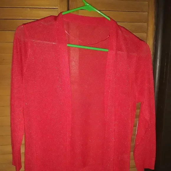 Sag Harbor SZ 8 Tropical V Neck Fitted Short Dress + Sparkle Shrug Vacay Cruise - Picture 5 of 10